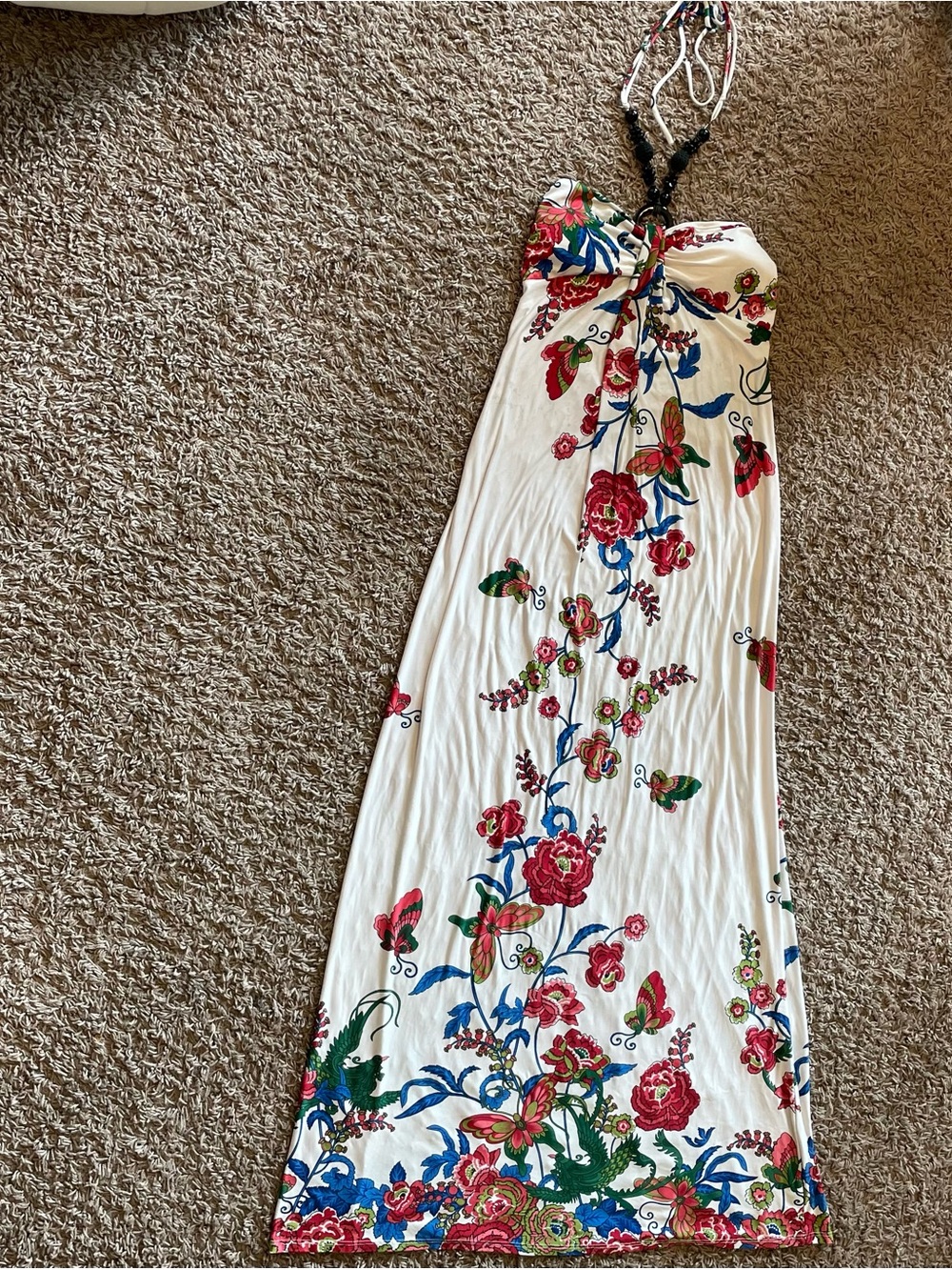 Shasa Women's White Floral Strapless Maxi Dress Long Sleeveless Lined M